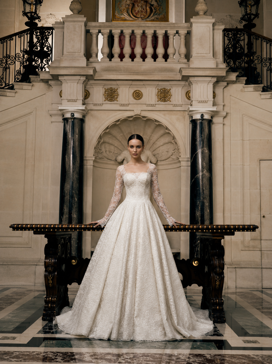 Bride wearing an elegant wedding gown